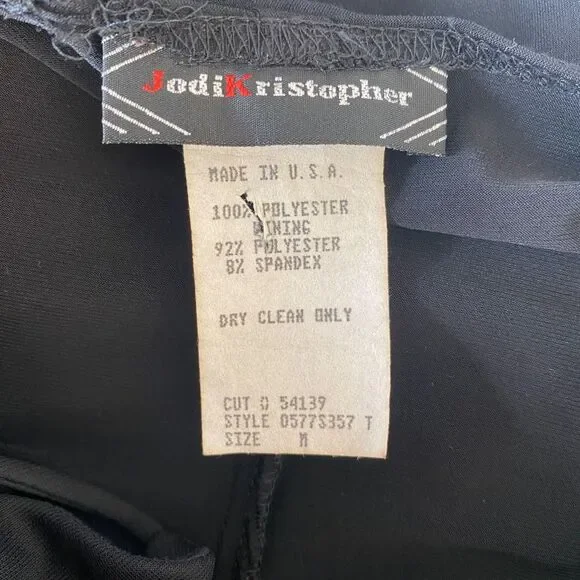 Jodi Kristopher Vintage Early 2000's Asymmetric Cinched Black Midi Prom Dress M - Picture 8 of 8